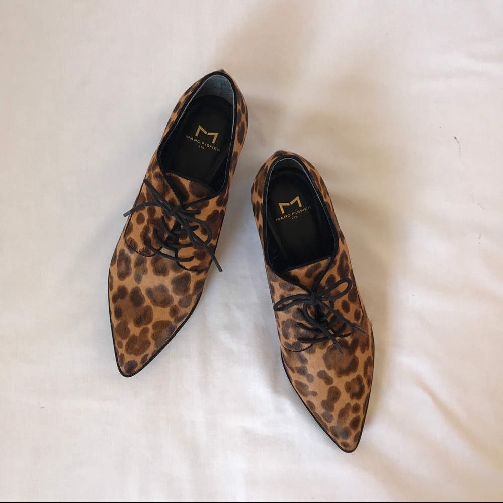 Finna Pointy Toe Leopard Derby Oxford NWB